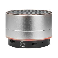 Produktbild för Manhattan Metallic Bluetooth Speaker (Clearance Pricing), Splashproof, Range 10m, microSD card reader, Aux 3.5mm connector, USB-A charging cable included (5V charging), Silver, Three Years Warranty - högtalare - för bärbar användning - trådlös