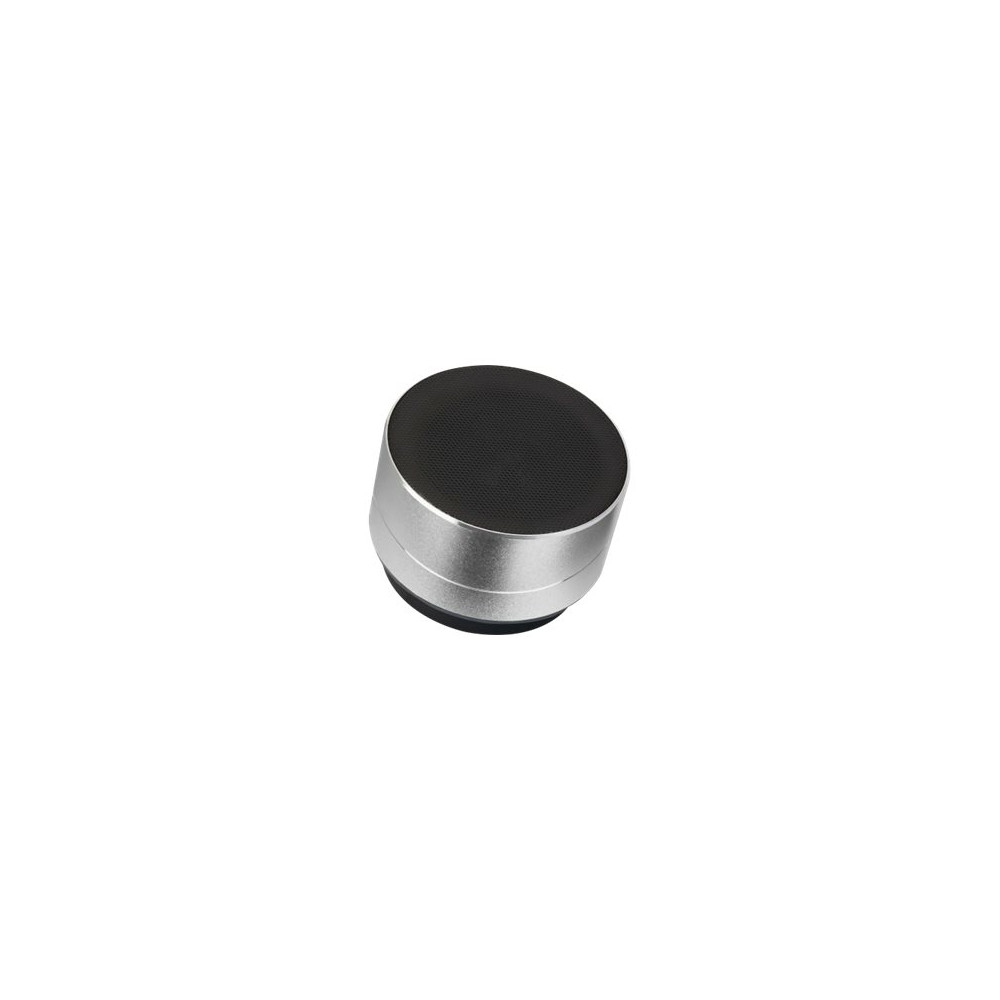 Produktbild för Manhattan Metallic Bluetooth Speaker (Clearance Pricing), Splashproof, Range 10m, microSD card reader, Aux 3.5mm connector, USB-A charging cable included (5V charging), Silver, Three Years Warranty - högtalare - för bärbar användning - trådlös