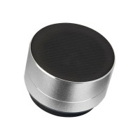 Produktbild för Manhattan Metallic Bluetooth Speaker (Clearance Pricing), Splashproof, Range 10m, microSD card reader, Aux 3.5mm connector, USB-A charging cable included (5V charging), Silver, Three Years Warranty - högtalare - för bärbar användning - trådlös