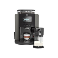 Produktbild för Krups Essential EA819E - automatisk kaffekokare med mjölkskummare - 15 bar - tenngrå