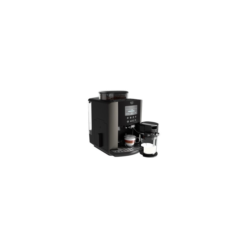 Produktbild för Krups Essential EA819E - automatisk kaffekokare med mjölkskummare - 15 bar - tenngrå