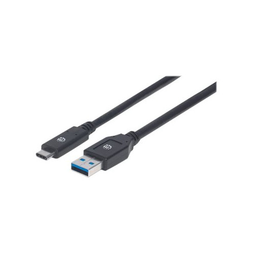 Manhattan Manhattan USB-C to USB-A Cable, 3m, Male to Male, 5 Gbps (USB 3.2 Gen1 aka USB 3.0), 3A (fast charging), SuperSpeed USB, Black, Lifetime Warranty, Polybag - USB typ C-kabel - USB-C till USB typ A - 3 m