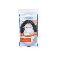 Produktbild för Manhattan USB-C to USB-A Cable, 3m, Male to Male, 5 Gbps (USB 3.2 Gen1 aka USB 3.0), 3A (fast charging), SuperSpeed USB, Black, Lifetime Warranty, Polybag - USB typ C-kabel - USB-C till USB typ A - 3 m