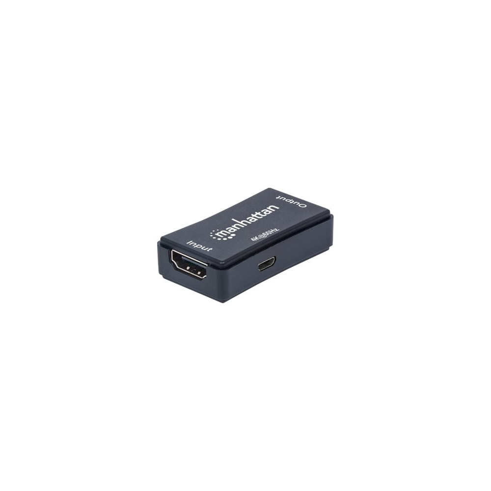 Produktbild för Manhattan HDMI Repeater, 4K@60Hz, Active, Boosts HDMI Signal up to 40m, Black, Three Year Warranty, Blister - förlängd räckvidd för audio/video - HDMI