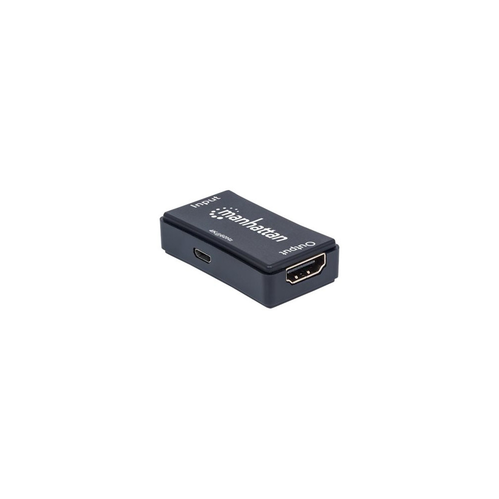 Produktbild för Manhattan HDMI Repeater, 4K@60Hz, Active, Boosts HDMI Signal up to 40m, Black, Three Year Warranty, Blister - förlängd räckvidd för audio/video - HDMI