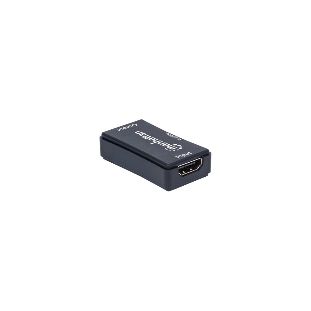 Produktbild för Manhattan HDMI Repeater, 4K@60Hz, Active, Boosts HDMI Signal up to 40m, Black, Three Year Warranty, Blister - förlängd räckvidd för audio/video - HDMI