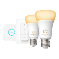 Produktbild för Philips Hue White ambiance Starter Kit - trådlös belysningsuppsättning - LED-glödlampa x 2 - form: A60 - E27 - 8 W - varmt vitt till svalt dagsljus - 2200-6500 K