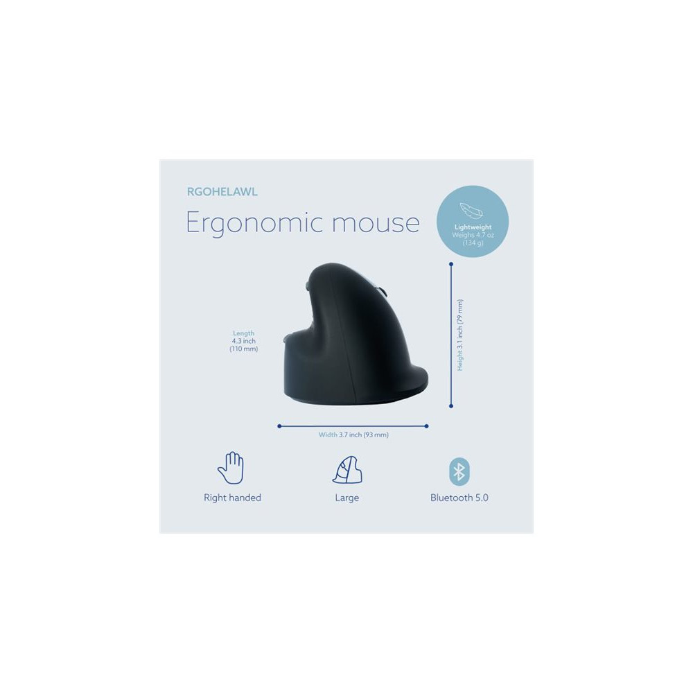 Produktbild för R-Go Ergonomic mouse HE Break - vertikal mus - Bluetooth 5.0 - svart
