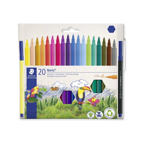 STAEDTLER STAEDTLER Noris 326 - fiberspetspenna - gul, ljusgul, röd, magenta, vinröd, blå, blekblå, ultramarinblå, havsgrön, orange, ljusorange, grön, pilgrön, olivgrön, violett, lavendel, ljusbrun, brun, grå, svart (paket om 20)