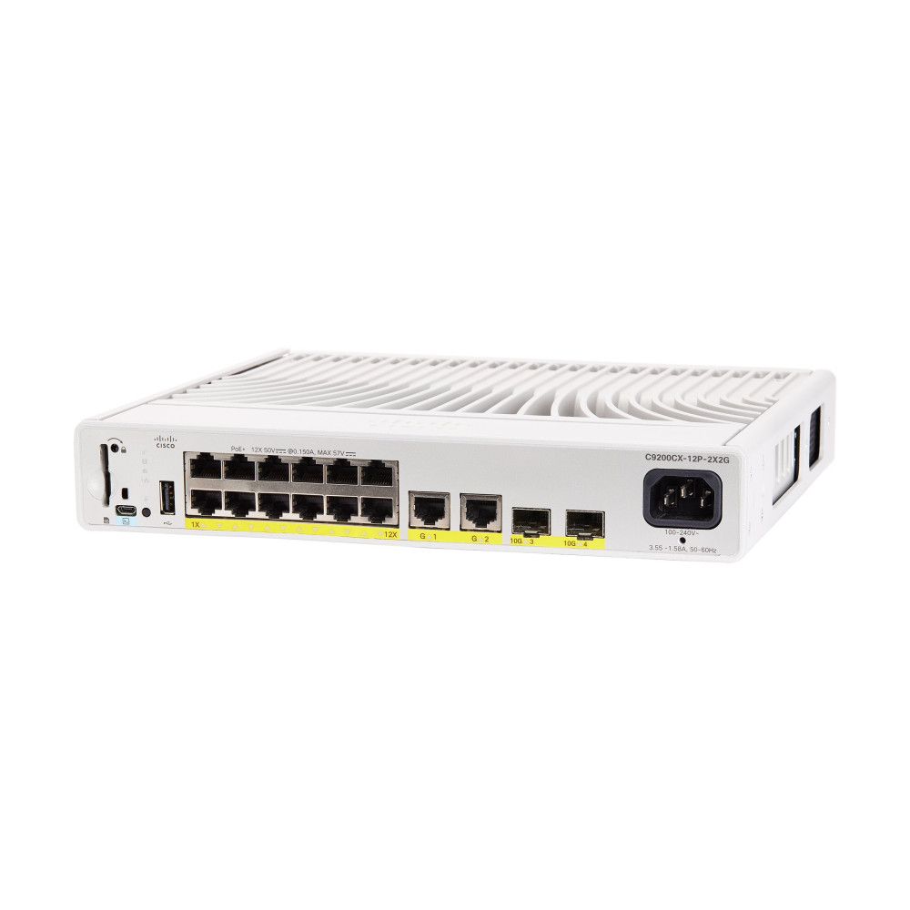 Produktbild för Cisco Catalyst 9200CX - Network Essentials - switch - kompakt - 12 portar - Administrerad - rackmonterbar