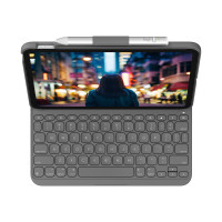 Produktbild för Logitech Slim Folio - tangentbord och foliefodral - QWERTY - italiensk - oxford-grå Inmatningsenhet
