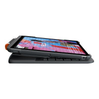 Produktbild för Logitech Slim Folio - tangentbord och foliefodral - QWERTY - spansk - oxford-grå Inmatningsenhet