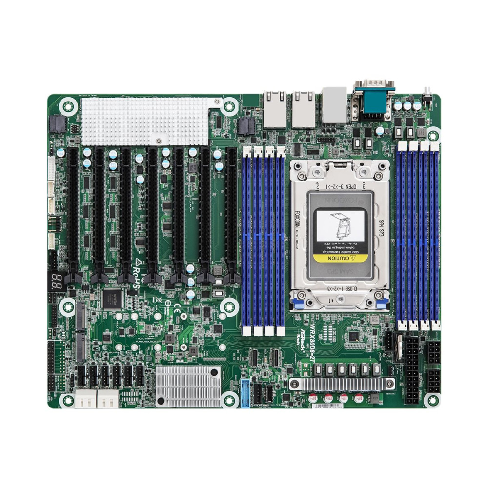 Produktbild för ASRock Rack WRX80D8-2T - moderkort - ATX - Socket SP3 - AMD WRX80