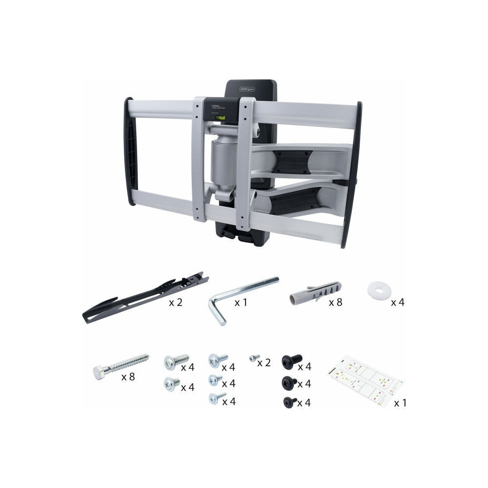 Produktbild för StarTech.com Articulating TV Wall Mount, VESA Wall Mount Supports 65 inch/99lb/Flat/Curved TVs, Retractable Low Profile Wall Mount TV Bracket, Adjustable Corner TV Wall Mount, Swivel/Rotation/Tilt (TV-WALL-MOUNT-65FS) monteringssats - artikulerande - för 