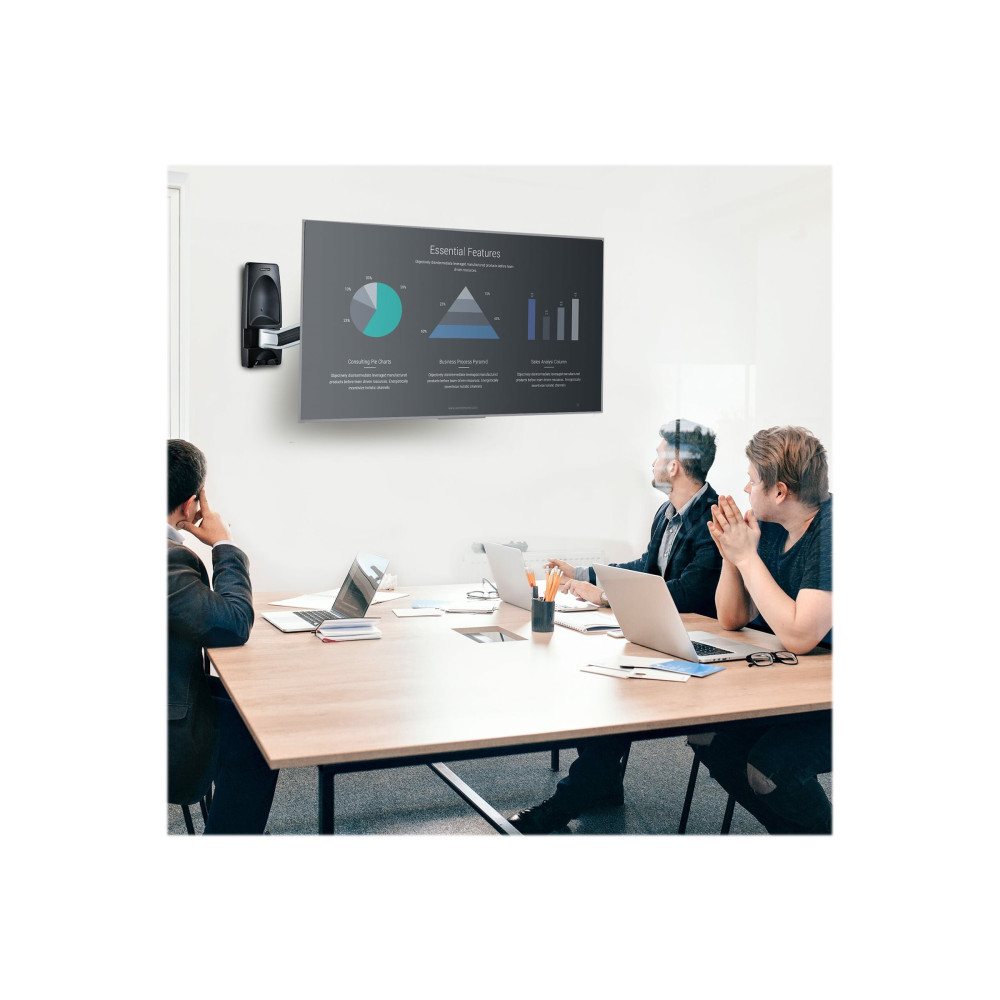 Produktbild för StarTech.com Articulating TV Wall Mount, VESA Wall Mount Supports 65 inch/99lb/Flat/Curved TVs, Retractable Low Profile Wall Mount TV Bracket, Adjustable Corner TV Wall Mount, Swivel/Rotation/Tilt (TV-WALL-MOUNT-65FS) monteringssats - artikulerande - för 