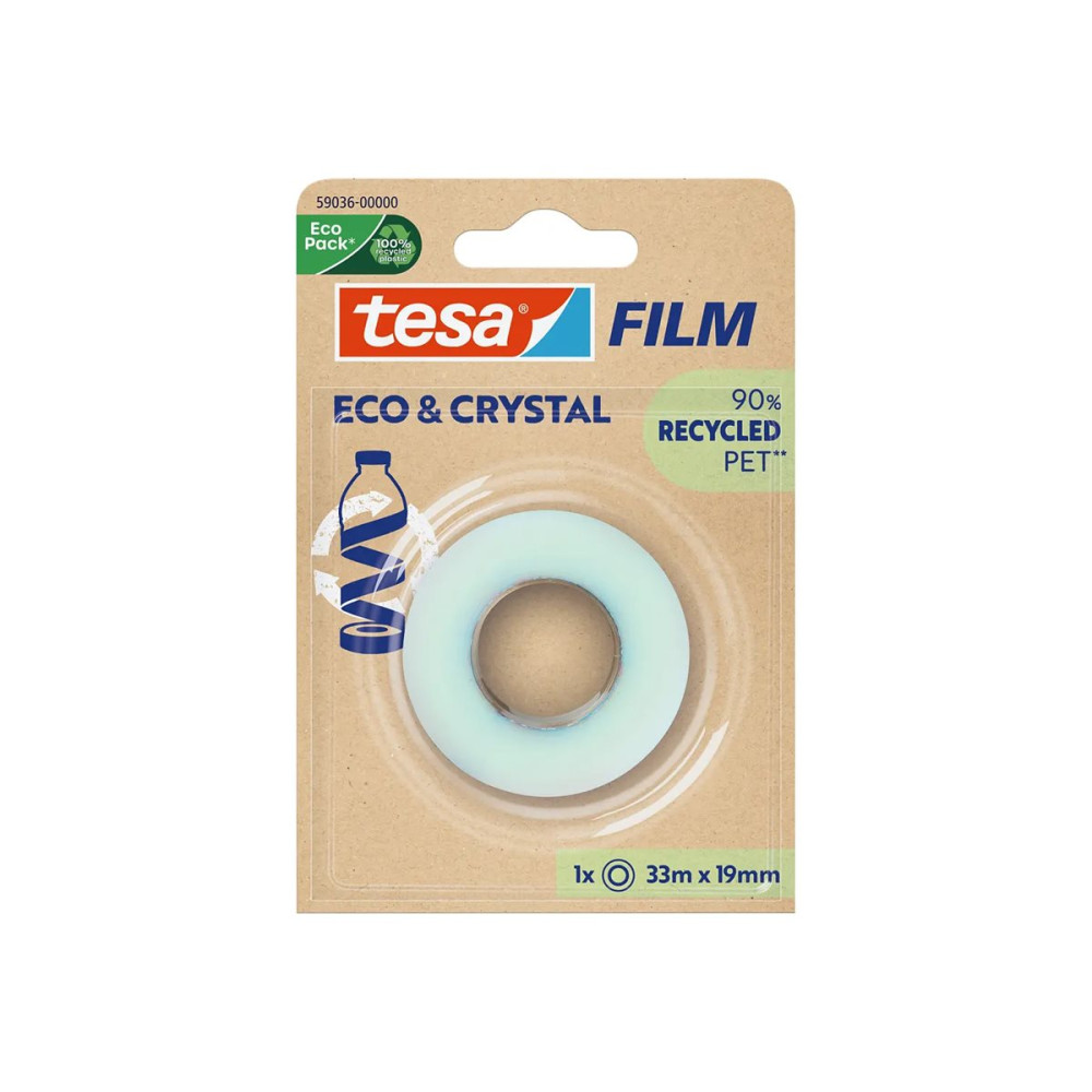 Produktbild för TesaFilm Eco & Crystal kontorstejp - 19 mm x 33 m - genomskinlig