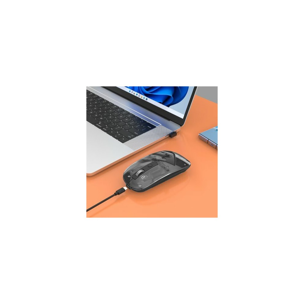 Produktbild för Manhattan - mus - laddningsbar - 2.4 GHz - transparent, klar, svart