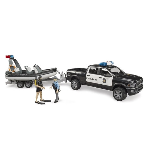 Bruder Bruder Dodge Ram 2500 Police pickup truck, trailer, boat, 2...