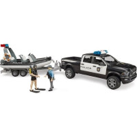 Produktbild för Bruder Dodge Ram 2500 Police pickup truck, trailer, boat, 2...