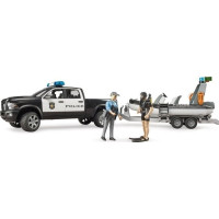 Produktbild för Bruder Dodge Ram 2500 Police pickup truck, trailer, boat, 2...