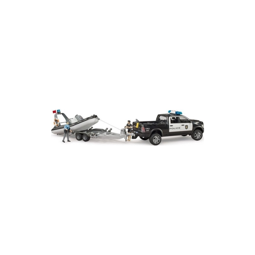 Produktbild för Bruder Dodge Ram 2500 Police pickup truck, trailer, boat, 2...
