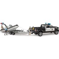 Produktbild för Bruder Dodge Ram 2500 Police pickup truck, trailer, boat, 2...