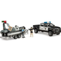 Produktbild för Bruder Dodge Ram 2500 Police pickup truck, trailer, boat, 2...