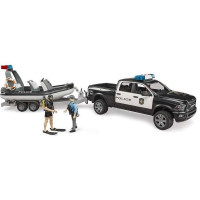 Produktbild för Bruder Dodge Ram 2500 Police pickup truck, trailer, boat, 2...