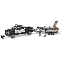 Produktbild för Bruder Dodge Ram 2500 Police pickup truck, trailer, boat, 2...