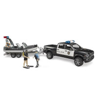Produktbild för Bruder Dodge Ram 2500 Police pickup truck, trailer, boat, 2...