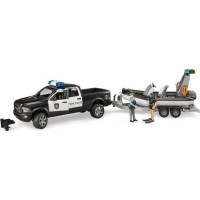 Produktbild för Bruder Dodge Ram 2500 Police pickup truck, trailer, boat, 2...