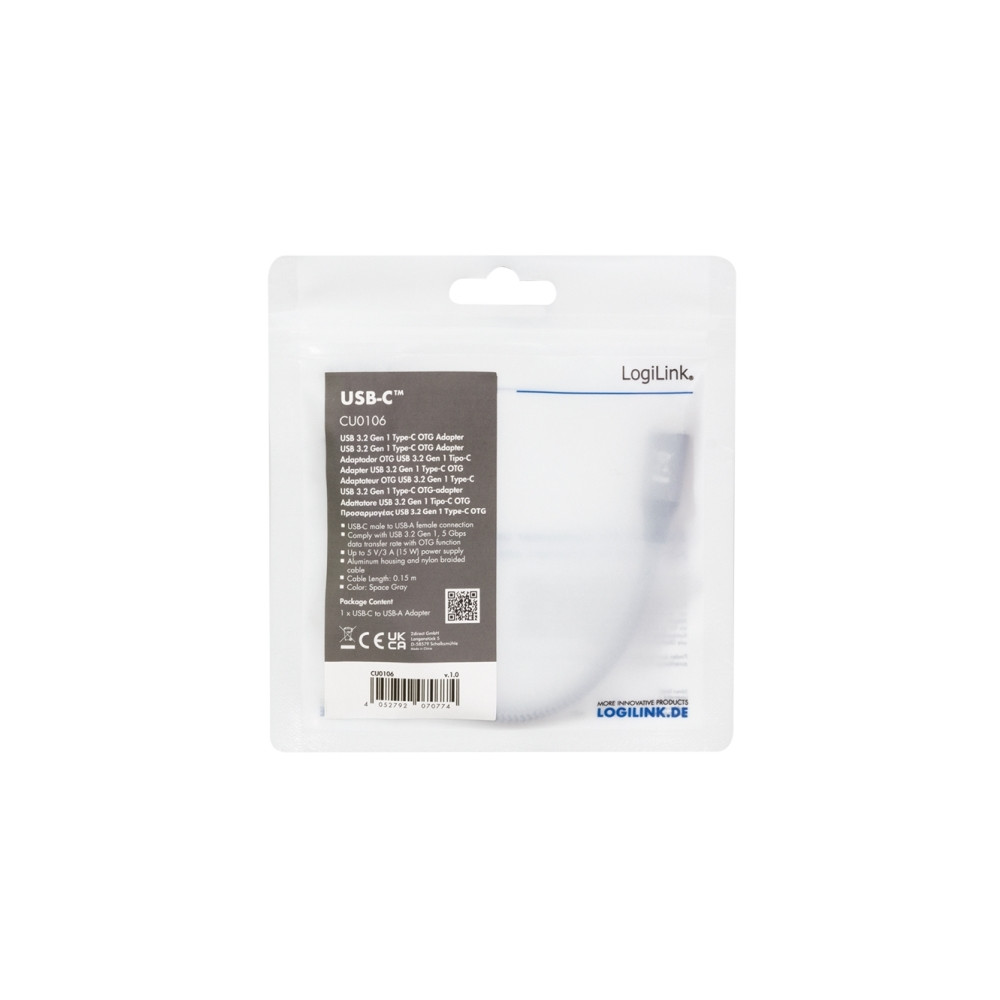 Produktbild för LogiLink - USB-adapter - USB-C till USB typ A - 15 cm