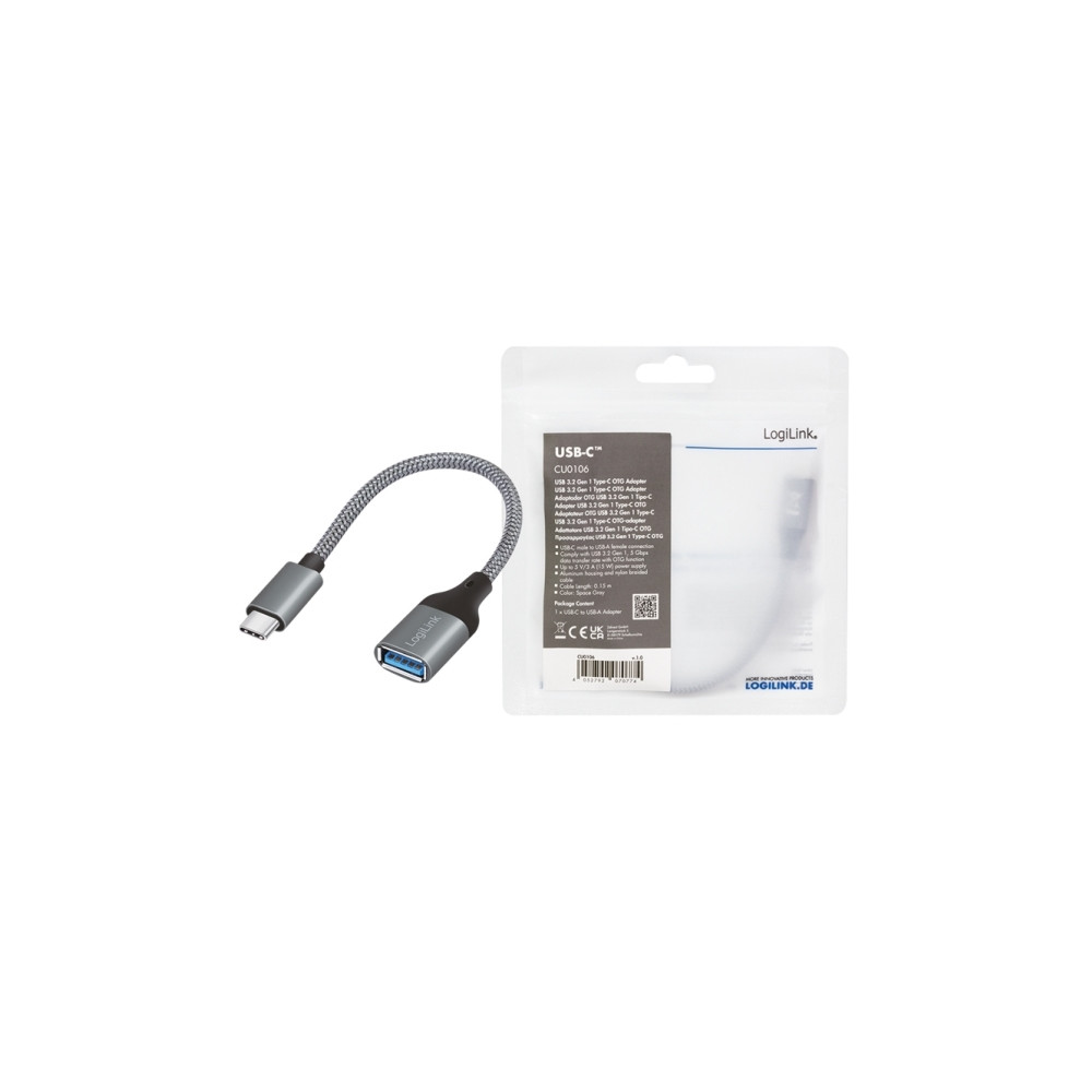 Produktbild för LogiLink - USB-adapter - USB-C till USB typ A - 15 cm