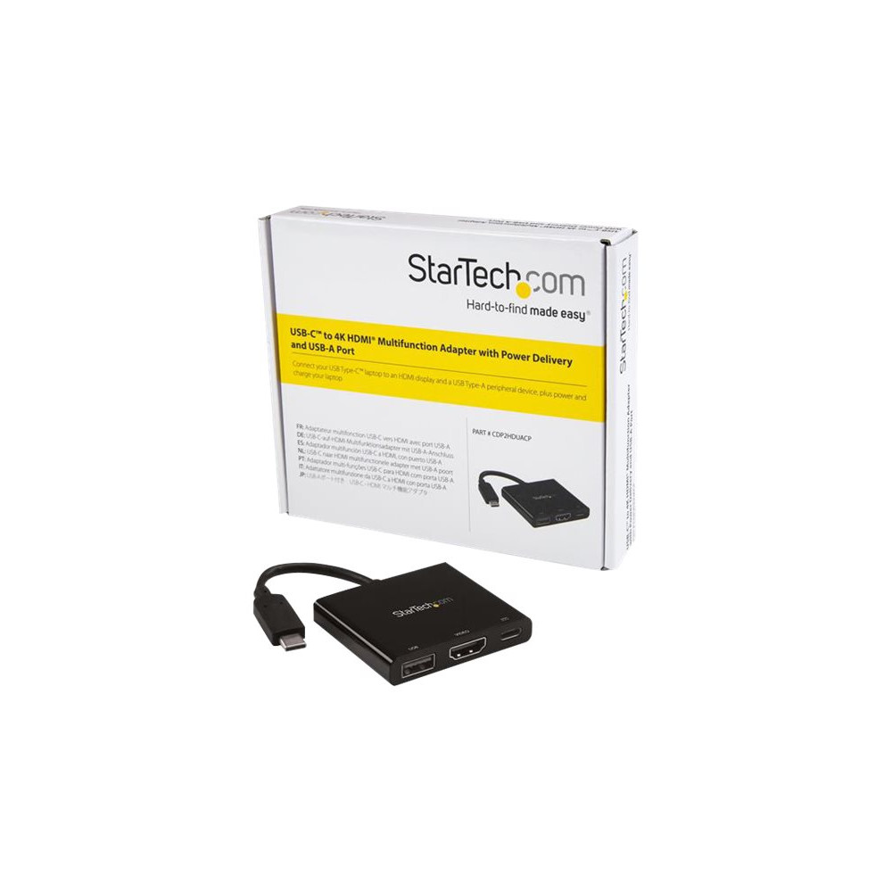 Produktbild för Startech USB-C to HDMI Adapter - 4K 30Hz - Thunderbolt 3 Compatible - with Power Delivery (USB PD) - USB C Adapter Converter (CDP2HDUACP) - dockningsstation - USB-C / Thunderbolt 3 - HDMI