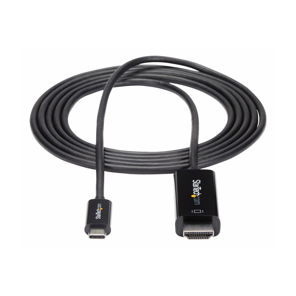 Produktbild för StarTech.com USB C till HDMI-kabel på 2 m ‒ videokabeladapter USB Type C till HDMI 2.0 för 4K vid 60 Hz ‒ Thunderbolt 3-kompatibel ‒ bärbar dator till HDMI-skärm ‒ DP 1.2 Alt-läge HBR2 ‒ svart - adapterkabel - HDMI / USB - 2 m