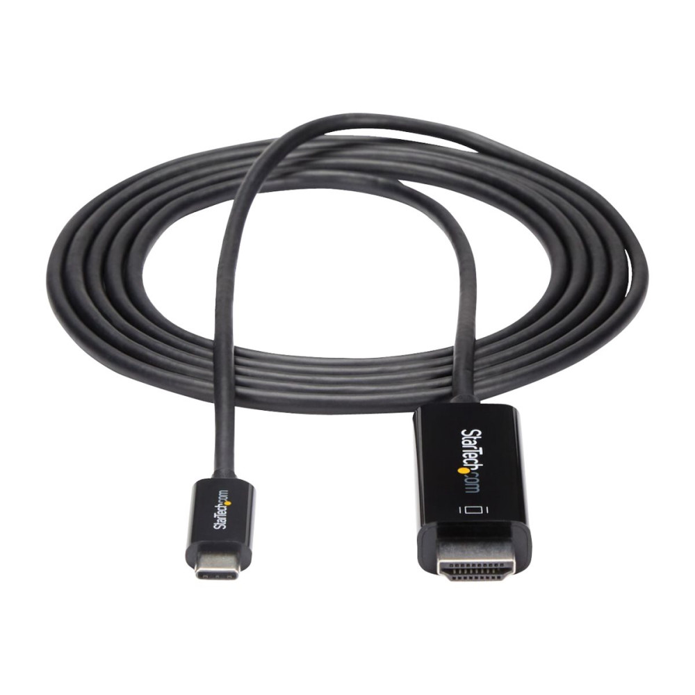 Produktbild för StarTech.com USB C till HDMI-kabel på 2 m ‒ videokabeladapter USB Type C till HDMI 2.0 för 4K vid 60 Hz ‒ Thunderbolt 3-kompatibel ‒ bärbar dator till HDMI-skärm ‒ DP 1.2 Alt-läge HBR2 ‒ svart - adapterkabel - HDMI / USB - 2 m