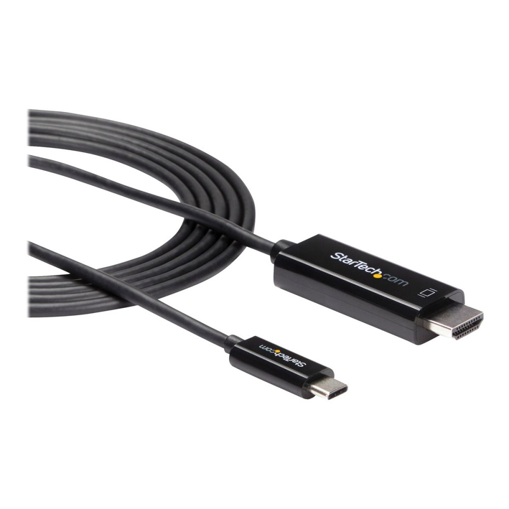 Produktbild för StarTech.com USB C till HDMI-kabel på 2 m ‒ videokabeladapter USB Type C till HDMI 2.0 för 4K vid 60 Hz ‒ Thunderbolt 3-kompatibel ‒ bärbar dator till HDMI-skärm ‒ DP 1.2 Alt-läge HBR2 ‒ svart - adapterkabel - HDMI / USB - 2 m