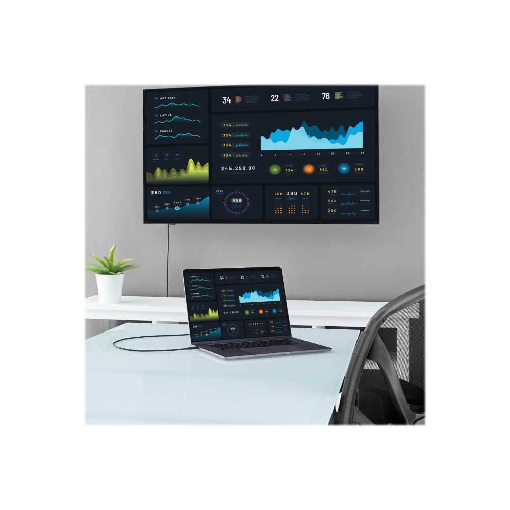 Produktbild för StarTech.com USB C till HDMI-kabel på 2 m ‒ videokabeladapter USB Type C till HDMI 2.0 för 4K vid 60 Hz ‒ Thunderbolt 3-kompatibel ‒ bärbar dator till HDMI-skärm ‒ DP 1.2 Alt-läge HBR2 ‒ svart - adapterkabel - HDMI / USB - 2 m