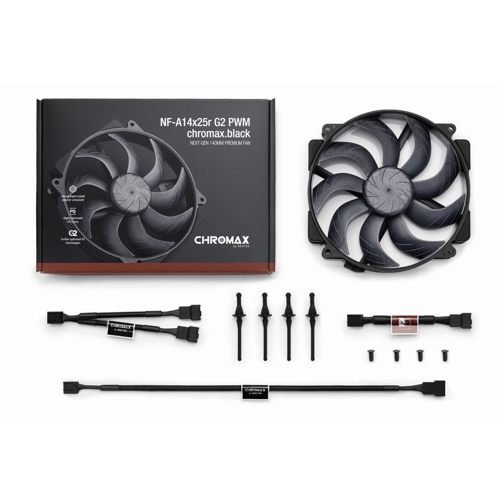 Produktbild för Noctua NF-A14x25r G2 PWM chromax.black Processorblåsare 1-pa...