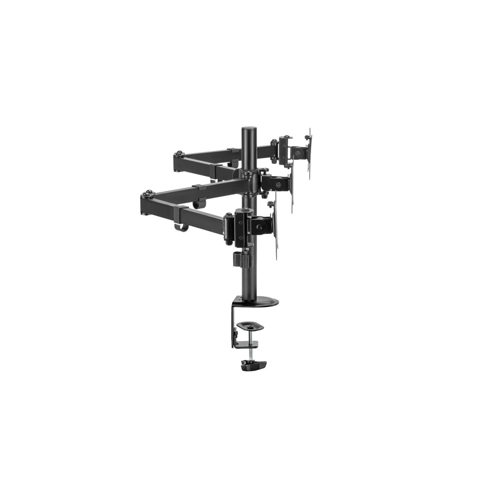 Produktbild för LogiLink monteringssats - justerbara dubbla armar - för 3 monitorer - arm längd: 658 mm - svart