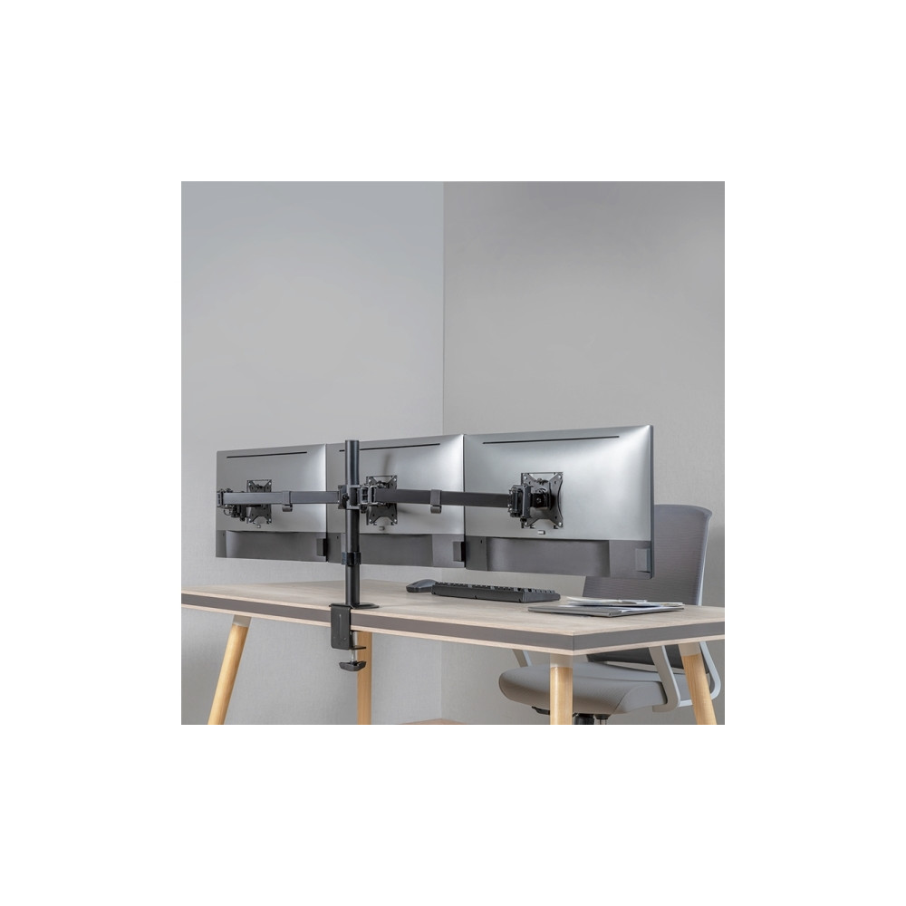 Produktbild för LogiLink monteringssats - justerbara dubbla armar - för 3 monitorer - arm längd: 658 mm - svart