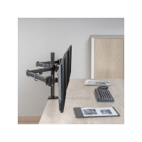 Produktbild för LogiLink monteringssats - justerbara dubbla armar - för 3 monitorer - arm längd: 658 mm - svart