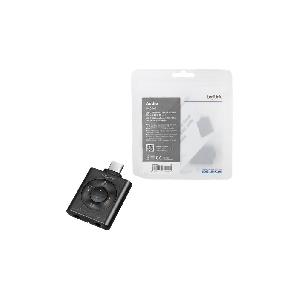Produktbild för LogiLink USB-C HiFi DAC with EQ and 3D Mode - ljudkort - USB-C