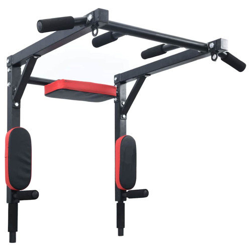 vidaXL Pull Up Bar Dip Station Svart och Röd 89 x 59 x 70 cm