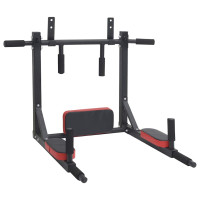 Produktbild för Pull Up Bar Dip Station Svart och Röd 89 x 59 x 70 cm