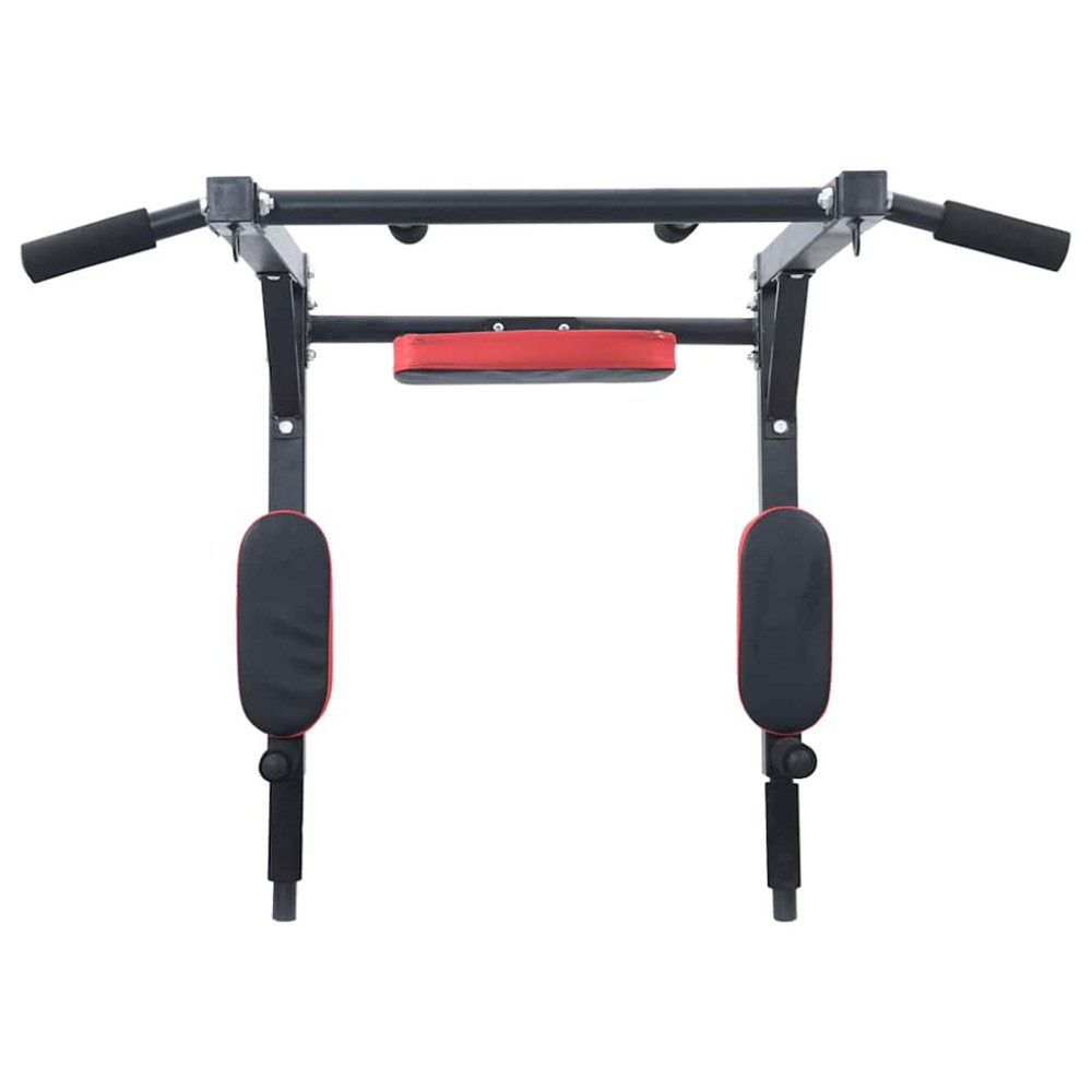 Produktbild för Pull Up Bar Dip Station Svart och Röd 89 x 59 x 70 cm