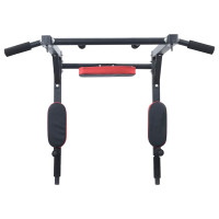 Produktbild för Pull Up Bar Dip Station Svart och Röd 89 x 59 x 70 cm