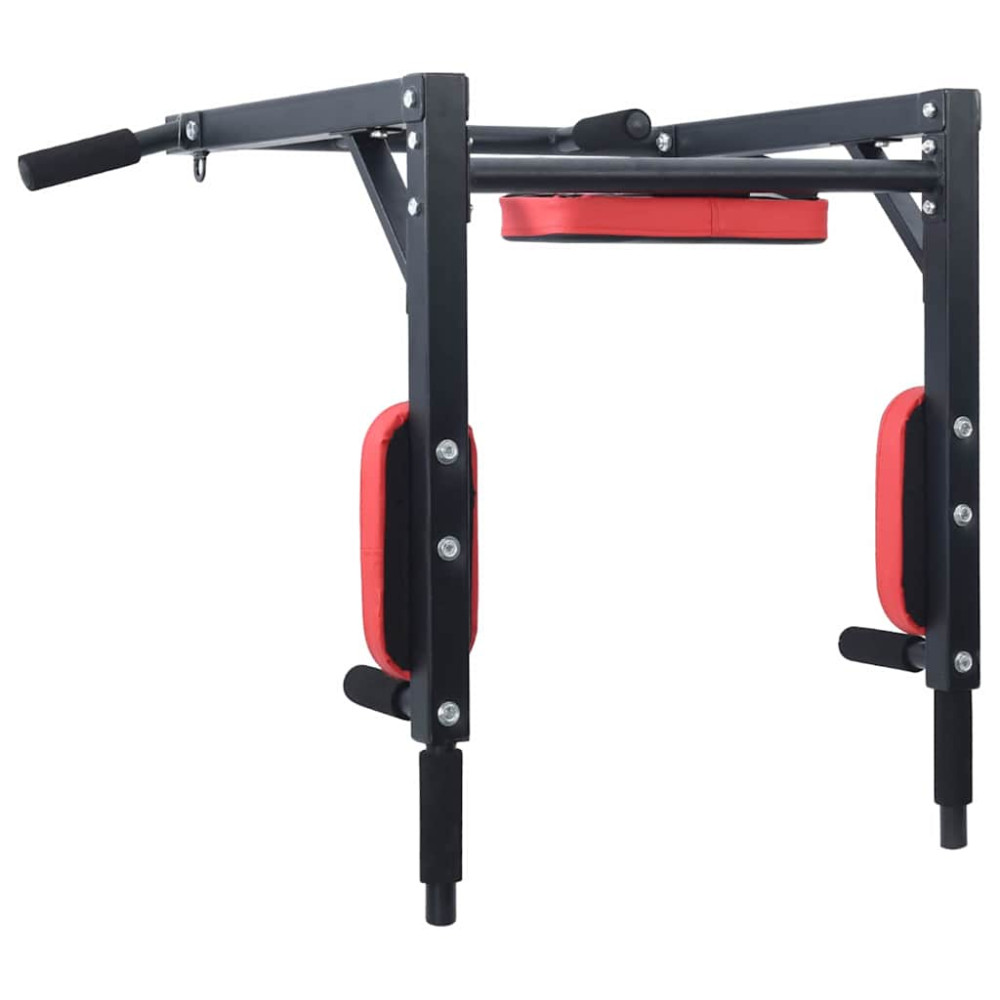 Produktbild för Pull Up Bar Dip Station Svart och Röd 89 x 59 x 70 cm