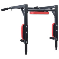 Produktbild för Pull Up Bar Dip Station Svart och Röd 89 x 59 x 70 cm