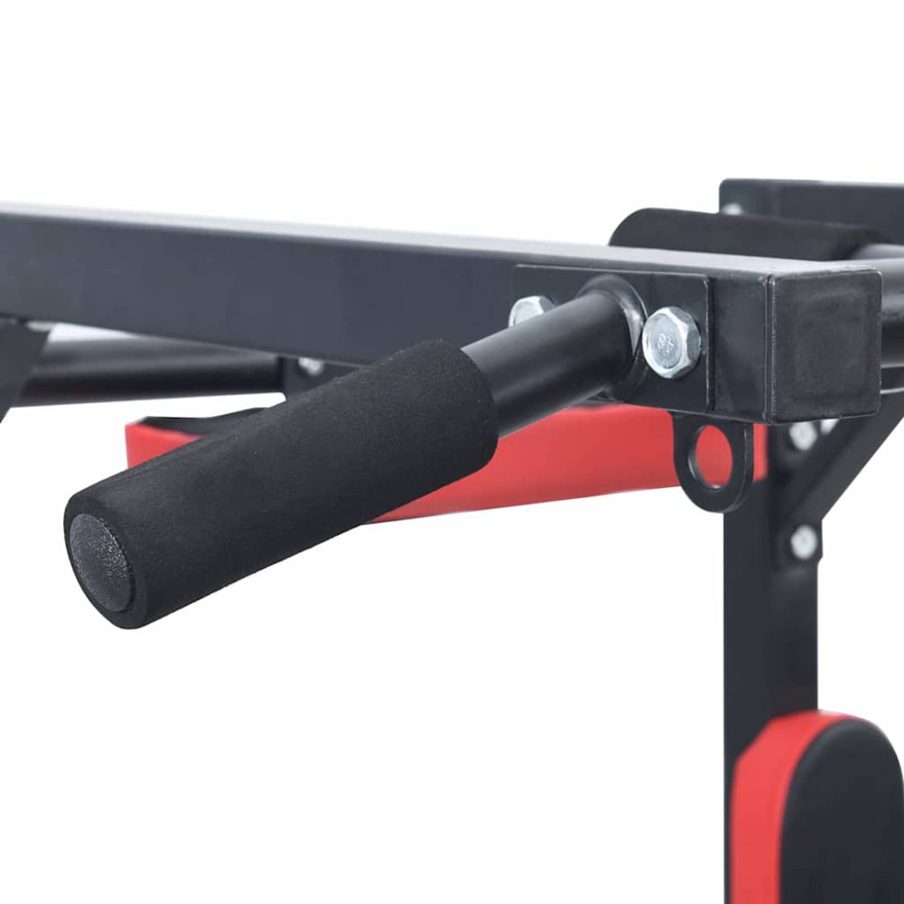 Produktbild för Pull Up Bar Dip Station Svart och Röd 89 x 59 x 70 cm